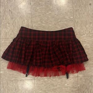 Royal Bones Red Plaid Skirt